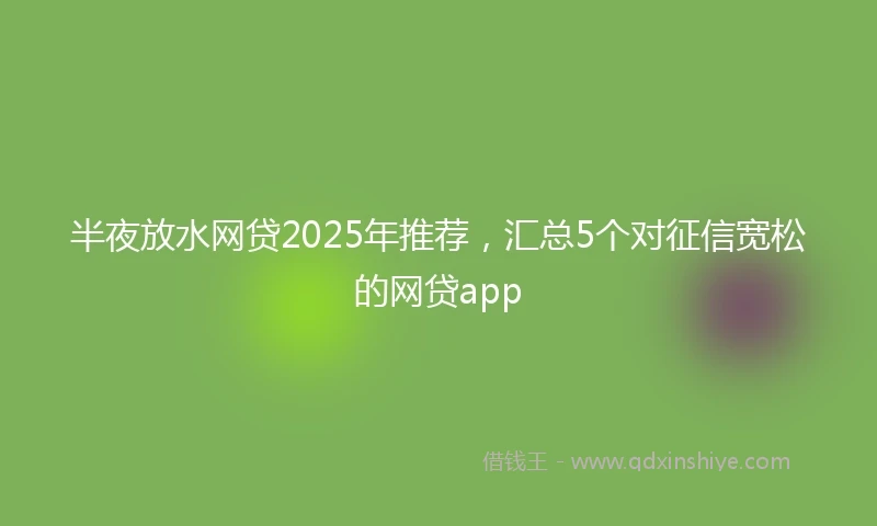 半夜放水网贷2025年推荐，汇总5个对征信宽松的网贷app