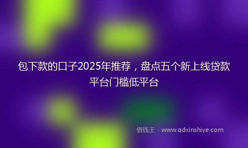 包下款的口子2025年推荐，盘点五个新上线贷款平台门槛低平台