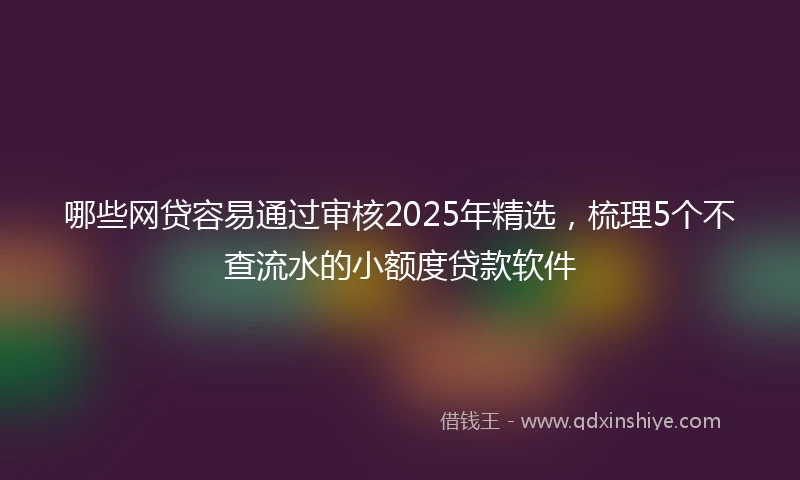 哪些网贷容易通过审核2025年精选，梳理5个不查流水的小额度贷款软件