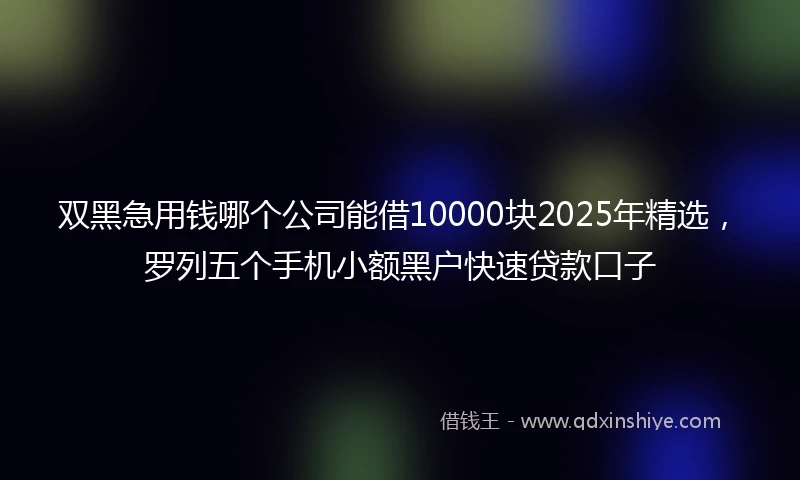 双黑急用钱哪个公司能借10000块2025年精选，罗列五个手机小额黑户快速贷款口子