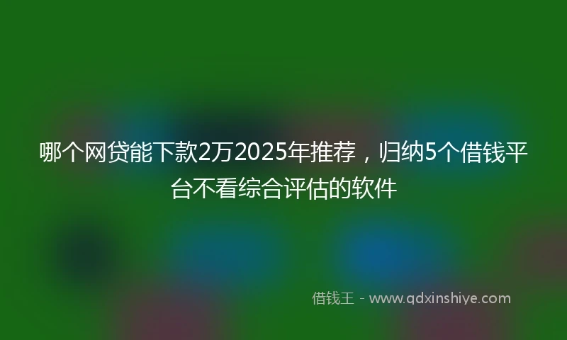 哪个网贷能下款2万2025年推荐，归纳5个借钱平台不看综合评估的软件