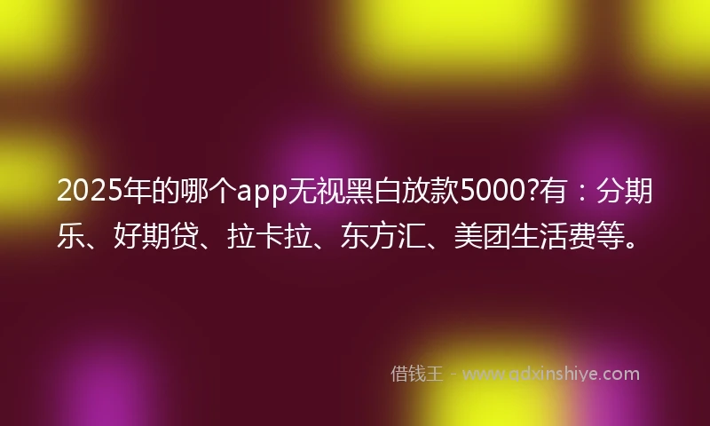 2025年的哪个app无视黑白放款5000?有：分期乐、好期贷、拉卡拉、东方汇、美团生活费等。