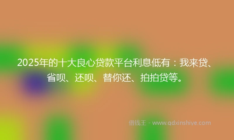 2025年的十大良心贷款平台利息低有：我来贷、省呗、还呗、替你还、拍拍贷等。