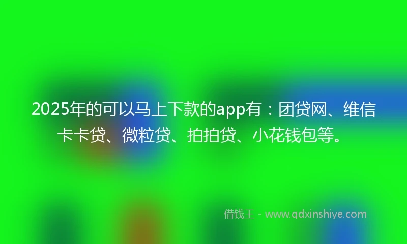 2025年的可以马上下款的app有:团贷网、维信卡卡贷、微粒贷、拍拍贷、小花钱包等。