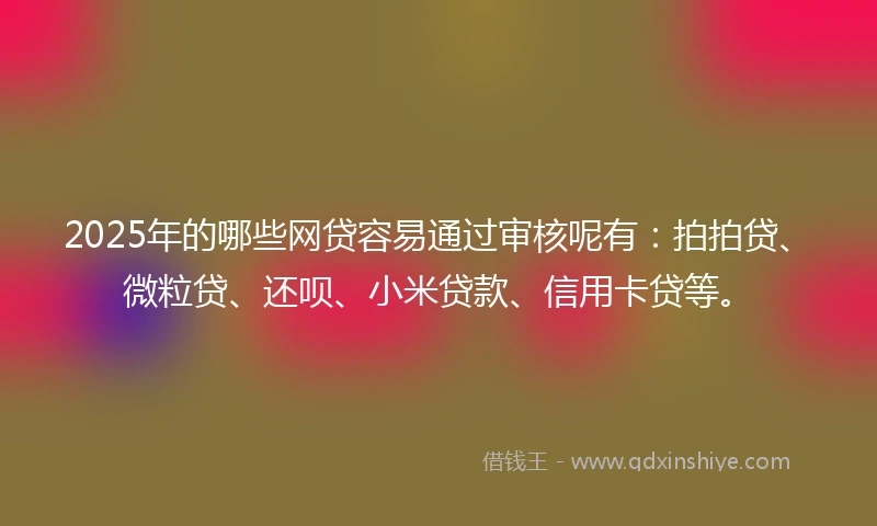 2025年的哪些网贷容易通过审核呢有：拍拍贷、微粒贷、还呗、小米贷款、信用卡贷等。