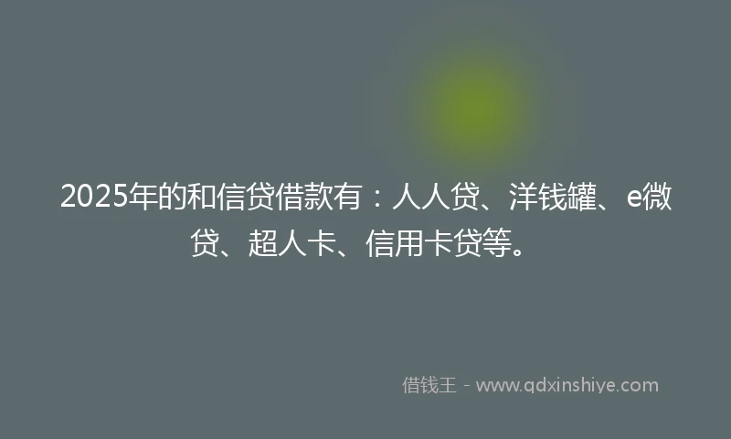 2025年的和信贷借款有：人人贷、洋钱罐、e微贷、超人卡、信用卡贷等。