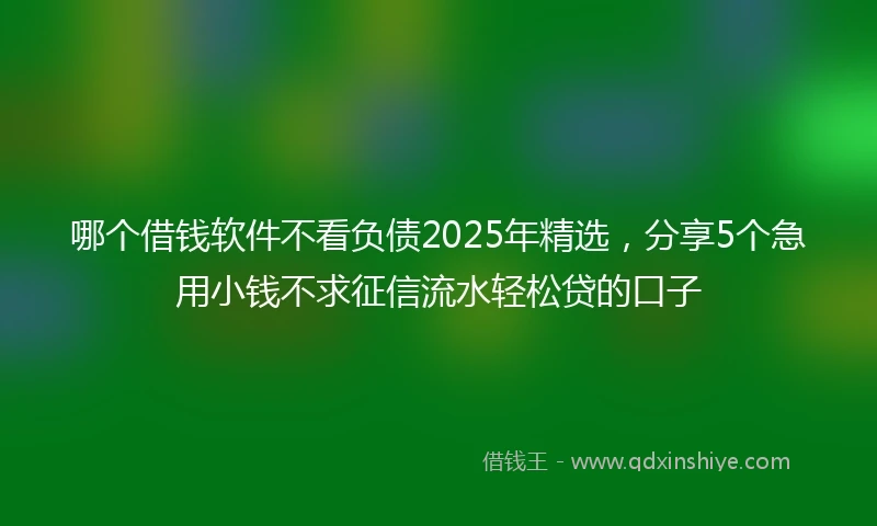 哪个借钱软件不看负债2025年精选，分享5个急用小钱不求征信流水轻松贷的口子