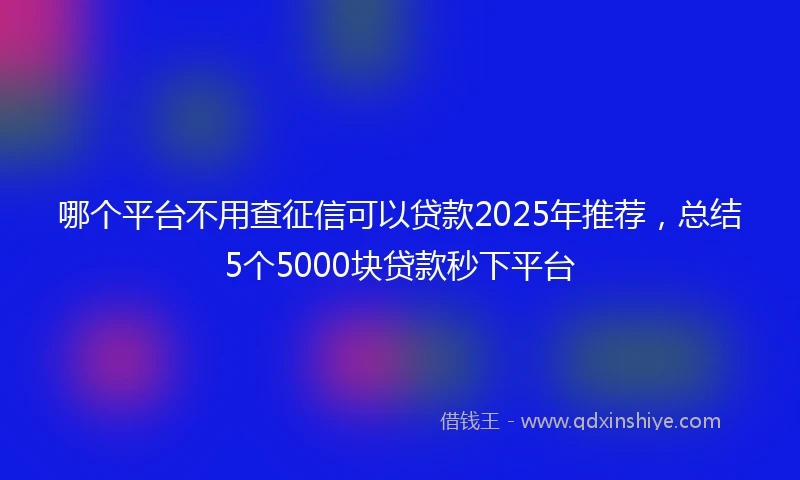 哪个平台不用查征信可以贷款2025年推荐，总结5个5000块贷款秒下平台
