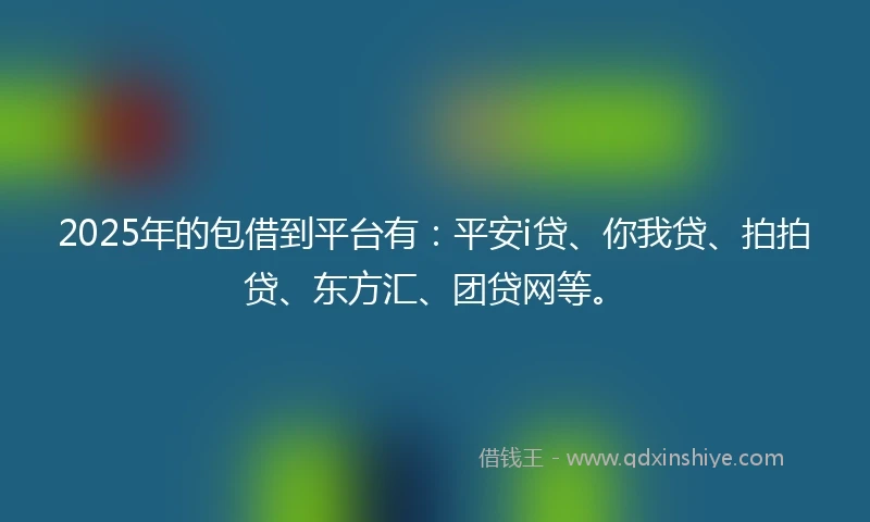 2025年的包借到平台有：平安i贷、你我贷、拍拍贷、东方汇、团贷网等。