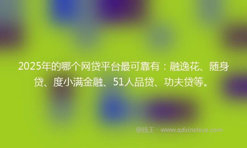 2025年的哪个网贷平台最可靠有：融逸花、随身贷、度小满金融、51人品贷、功夫贷等。