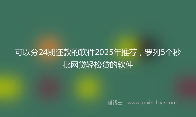 可以分24期还款的软件2025年推荐，罗列5个秒批网贷轻松贷的软件