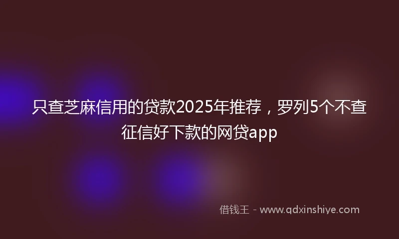 只查芝麻信用的贷款2025年推荐，罗列5个不查征信好下款的网贷app