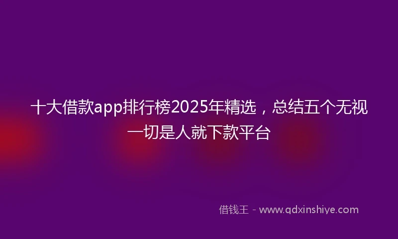 十大借款app排行榜2025年精选，总结五个无视一切是人就下款平台