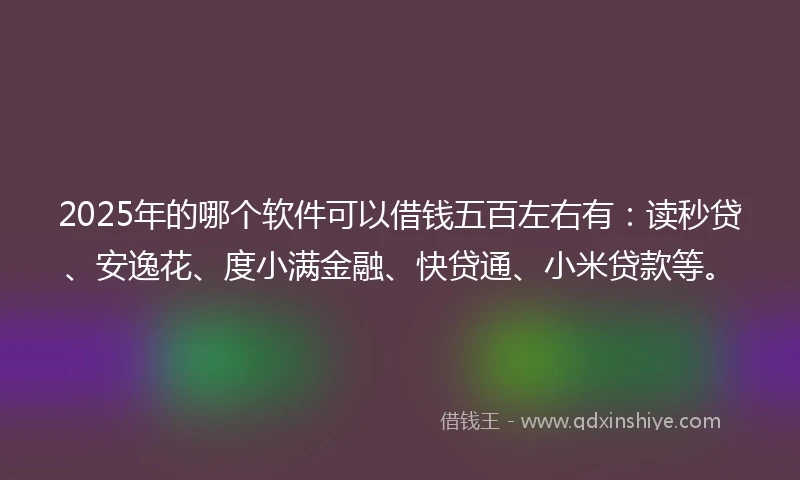 2025年的哪个软件可以借钱五百左右有：读秒贷、安逸花、度小满金融、快贷通、小米贷款等。