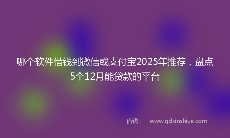 哪个软件借钱到微信或支付宝2025年推荐，盘点5个12月能贷款的平台