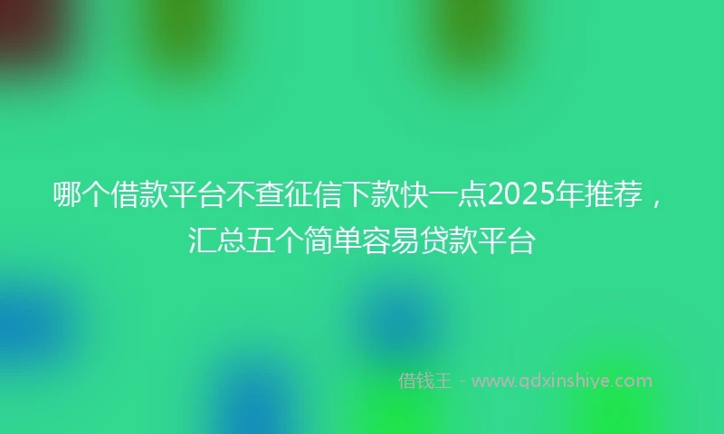 哪个借款平台不查征信下款快一点2025年推荐，汇总五个简单容易贷款平台