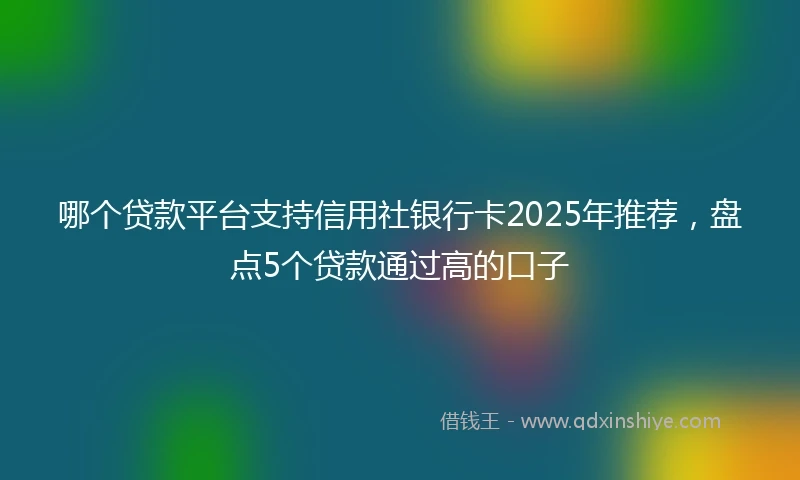 哪个贷款平台支持信用社银行卡2025年推荐，盘点5个贷款通过高的口子