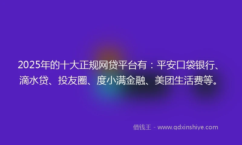 2025年的十大正规网贷平台有：平安口袋银行、滴水贷、投友圈、度小满金融、美团生活费等。