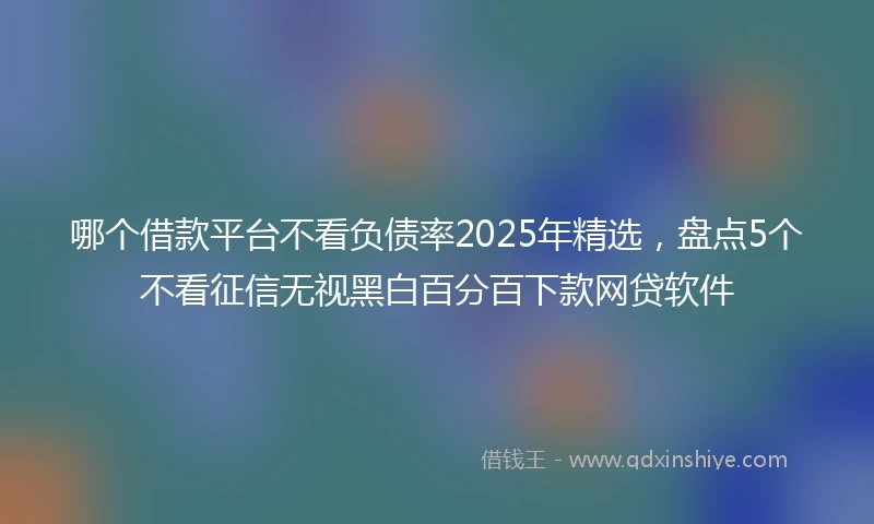哪个借款平台不看负债率2025年精选，盘点5个不看征信无视黑白百分百下款网贷软件