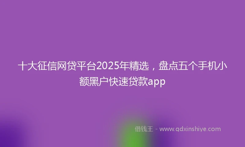 十大征信网贷平台2025年精选，盘点五个手机小额黑户快速贷款app