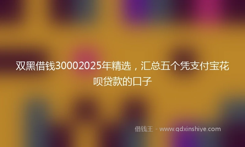 双黑借钱30002025年精选，汇总五个凭支付宝花呗贷款的口子