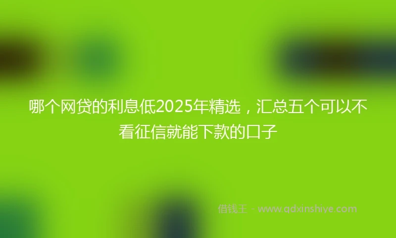 哪个网贷的利息低2025年精选，汇总五个可以不看征信就能下款的口子