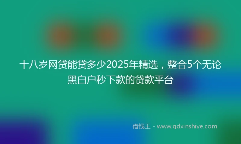 十八岁网贷能贷多少2025年精选，整合5个无论黑白户秒下款的贷款平台