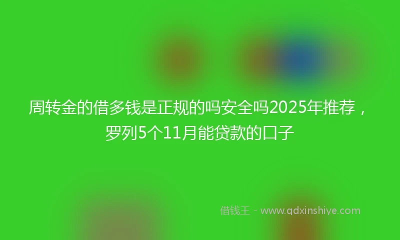 周转金的借多钱是正规的吗安全吗2025年推荐，罗列5个11月能贷款的口子