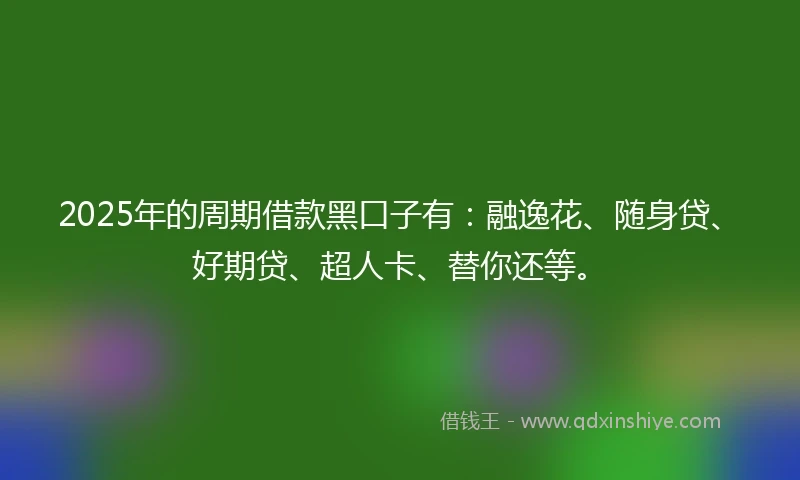 2025年的周期借款黑口子有：融逸花、随身贷、好期贷、超人卡、替你还等。