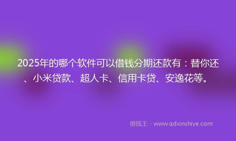2025年的哪个软件可以借钱分期还款有：替你还、小米贷款、超人卡、信用卡贷、安逸花等。