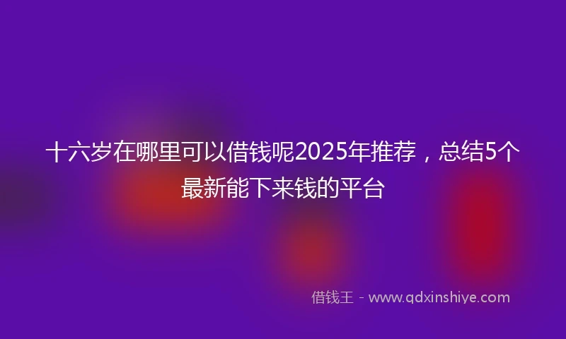 十六岁在哪里可以借钱呢2025年推荐，总结5个最新能下来钱的平台