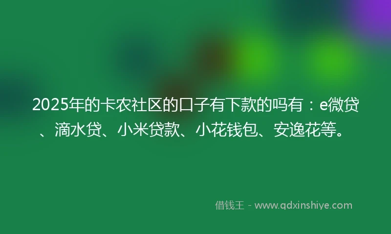 2025年的卡农社区的口子有下款的吗有：e微贷、滴水贷、小米贷款、小花钱包、安逸花等。