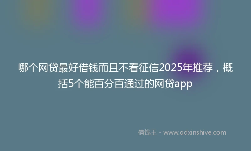 哪个网贷最好借钱而且不看征信2025年推荐，概括5个能百分百通过的网贷app