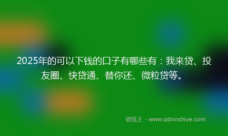 2025年的可以下钱的口子有哪些有：我来贷、投友圈、快贷通、替你还、微粒贷等。