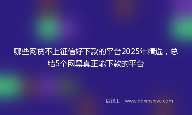 哪些网贷不上征信好下款的平台2025年精选，总结5个网黑真正能下款的平台
