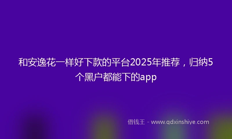 和安逸花一样好下款的平台2025年推荐，归纳5个黑户都能下的app