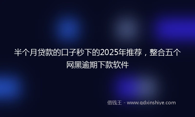 半个月贷款的口子秒下的2025年推荐，整合五个网黑逾期下款软件