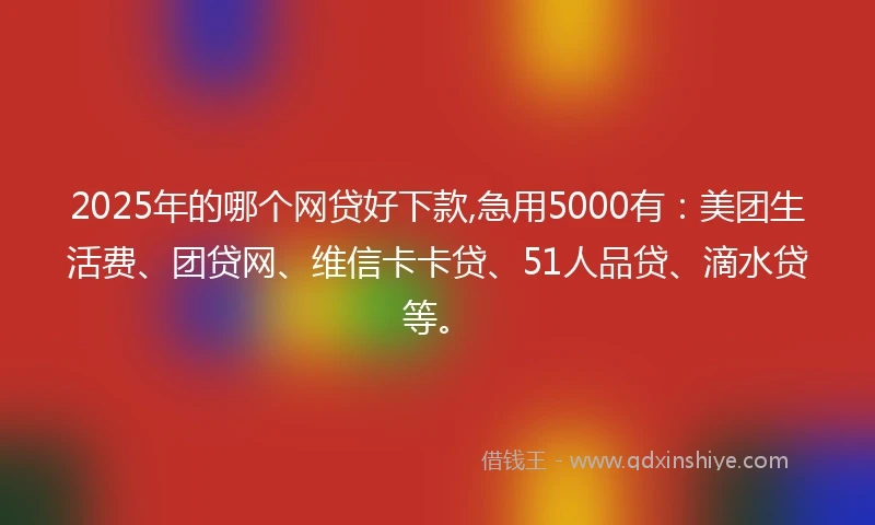 2025年的哪个网贷好下款,急用5000有：美团生活费、团贷网、维信卡卡贷、51人品贷、滴水贷等。