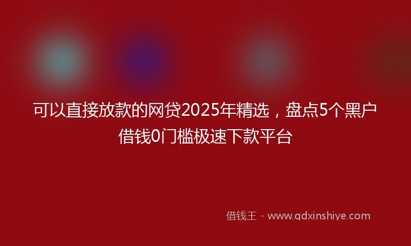 可以直接放款的网贷2025年精选，盘点5个黑户借钱0门槛极速下款平台