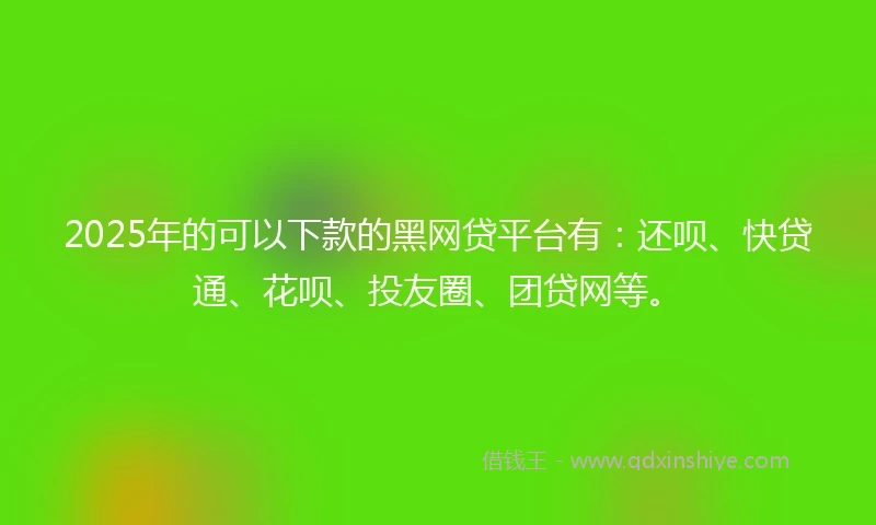2025年的可以下款的黑网贷平台有：还呗、快贷通、花呗、投友圈、团贷网等。