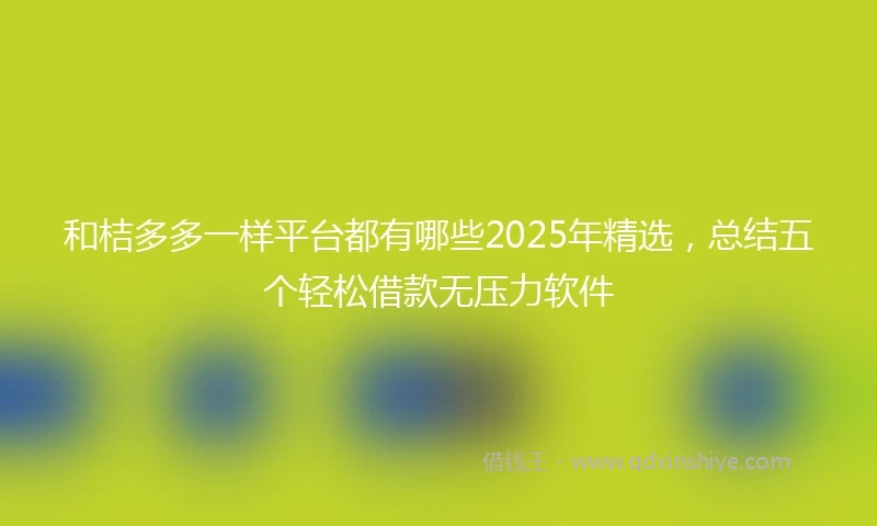 和桔多多一样平台都有哪些2025年精选，总结五个轻松借款无压力软件