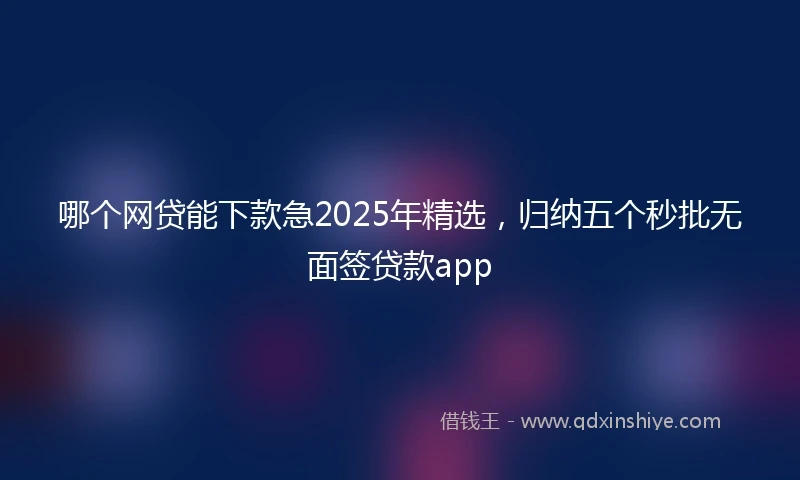 哪个网贷能下款急2025年精选，归纳五个秒批无面签贷款app