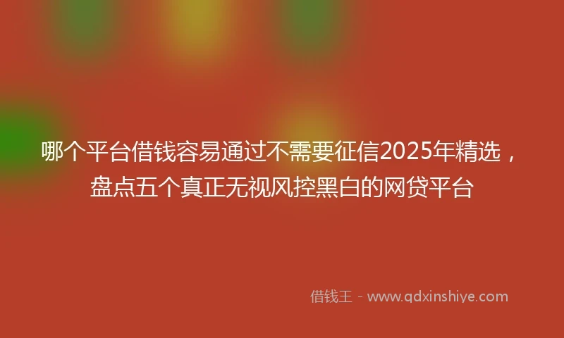 哪个平台借钱容易通过不需要征信2025年精选，盘点五个真正无视风控黑白的网贷平台