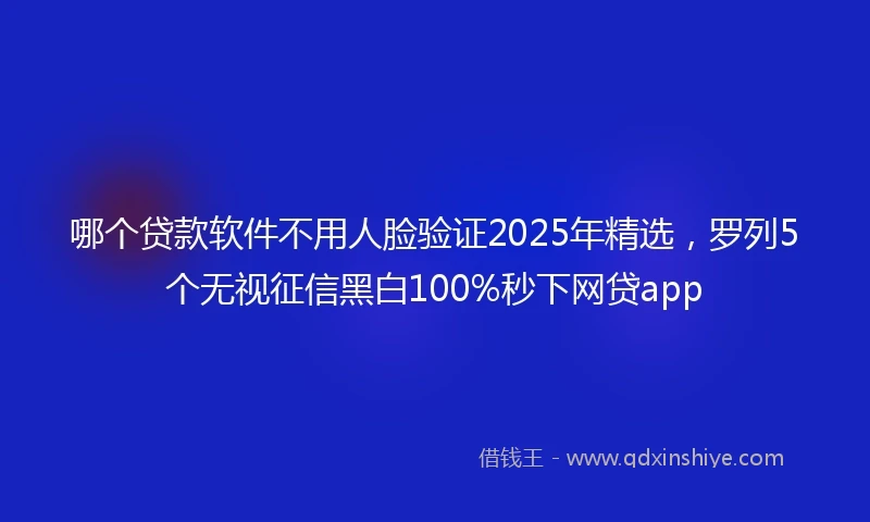 哪个贷款软件不用人脸验证2025年精选，罗列5个无视征信黑白100%秒下网贷app