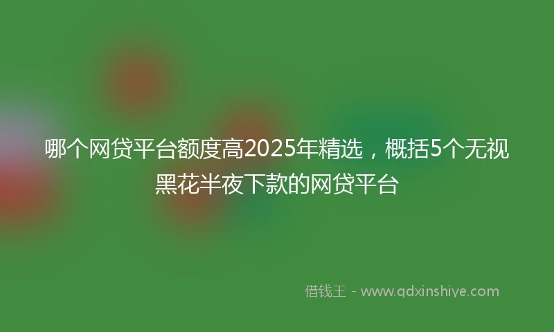 哪个网贷平台额度高2025年精选，概括5个无视黑花半夜下款的网贷平台
