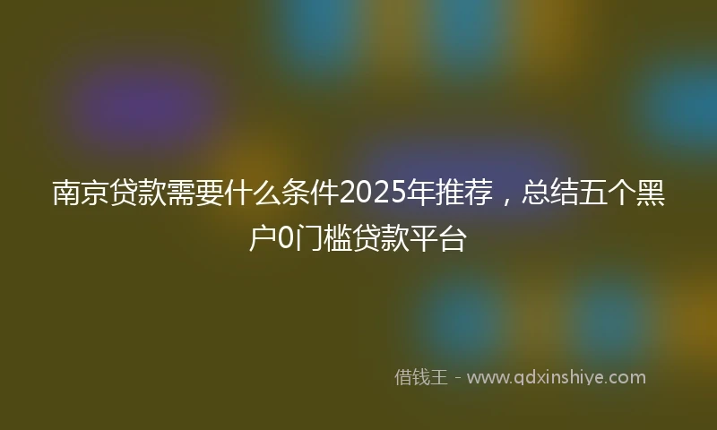 南京贷款需要什么条件2025年推荐，总结五个黑户0门槛贷款平台