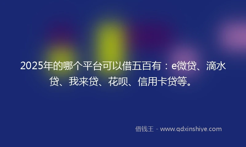2025年的哪个平台可以借五百有：e微贷、滴水贷、我来贷、花呗、信用卡贷等。
