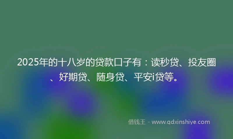 2025年的十八岁的贷款口子有：读秒贷、投友圈、好期贷、随身贷、平安i贷等。