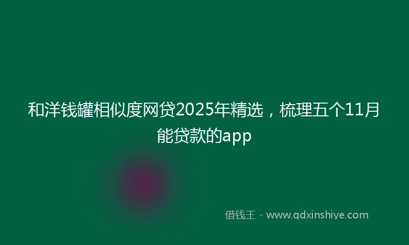 和洋钱罐相似度网贷2025年精选，梳理五个11月能贷款的app