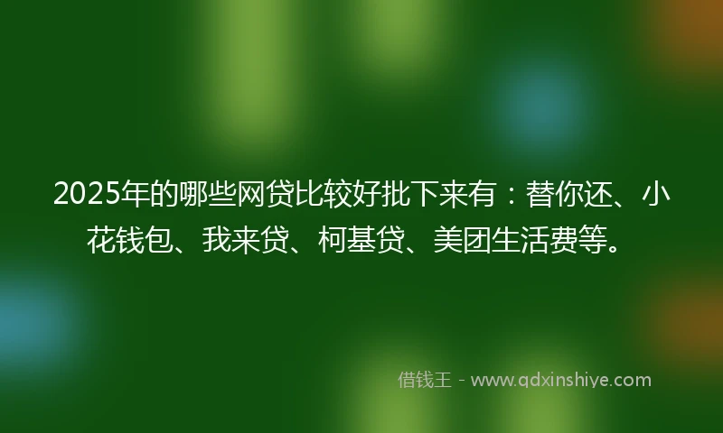 2025年的哪些网贷比较好批下来有：替你还、小花钱包、我来贷、柯基贷、美团生活费等。
